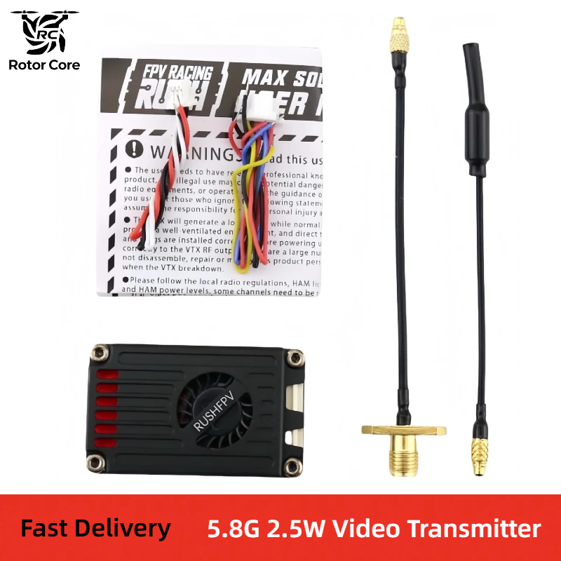 RUSH TANK MAX SOLO 5.8GHz 2.5W FPV VTX with 5.8G 3Dbi Video Transmission RRHCP SMA Antenna for RC Freestyle FPV Racing Drone